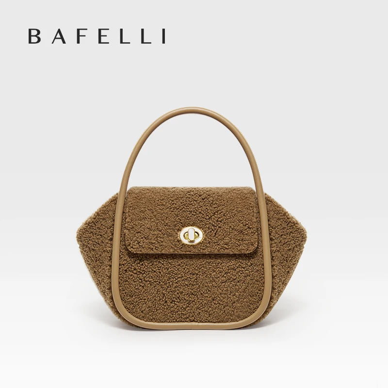 BAFELLI NEW 2023 WOMEN'S HANDBAG WINTER WOOL FASHION BENTO EVENING LEATHER ORIGINAL STYLE LUXURY BRAND PURSE SHOULDER CASUAL - Image 12
