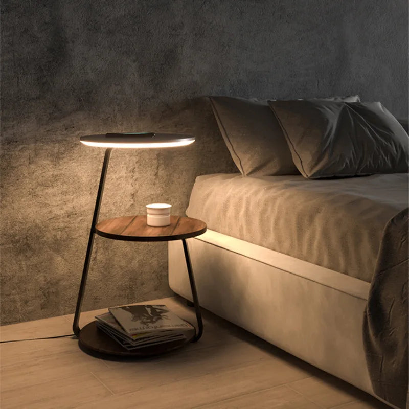 Joylove Creative Bedroom Floor Lamp Wireless Charging Living Room Rack Coffee Table Lamp Design Sense Sofa Bedside Table One