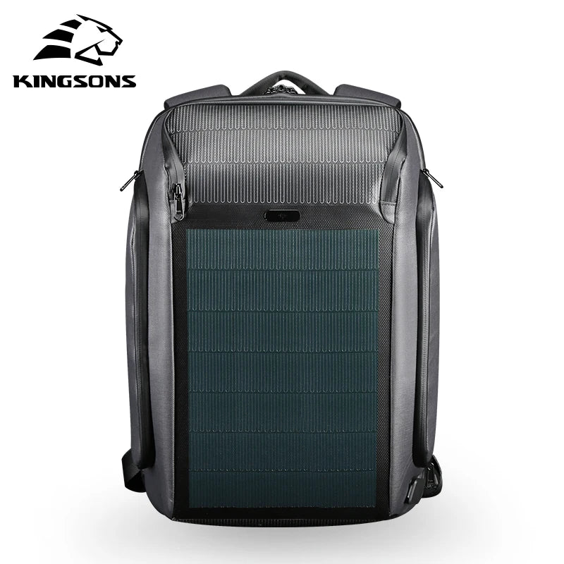 Kingsons Men Beam Backpack Solar Panel +USB Charging Anti-theft/Waterproof/ 15.6 inch Laptop Backpack Male - Image 3