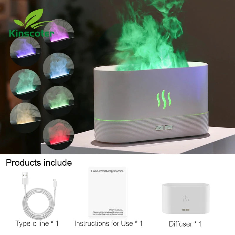 Kinscoter Aroma Diffuser Air Humidifier Ultrasonic Cool Mist Maker Fogger Led Essential Oil Flame Lamp Difusor - Image 2