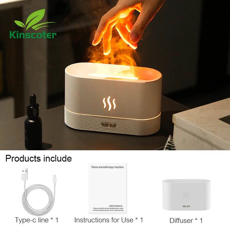 Kinscoter Aroma Diffuser Air Humidifier Ultrasonic Cool Mist Maker Fogger Led Essential Oil Flame Lamp Difusor - Image 11