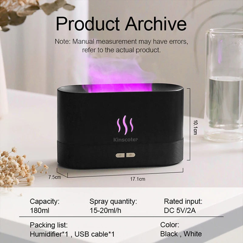 Kinscoter Aroma Diffuser Air Humidifier Ultrasonic Cool Mist Maker Fogger Led Essential Oil Flame Lamp Difusor - Image 7