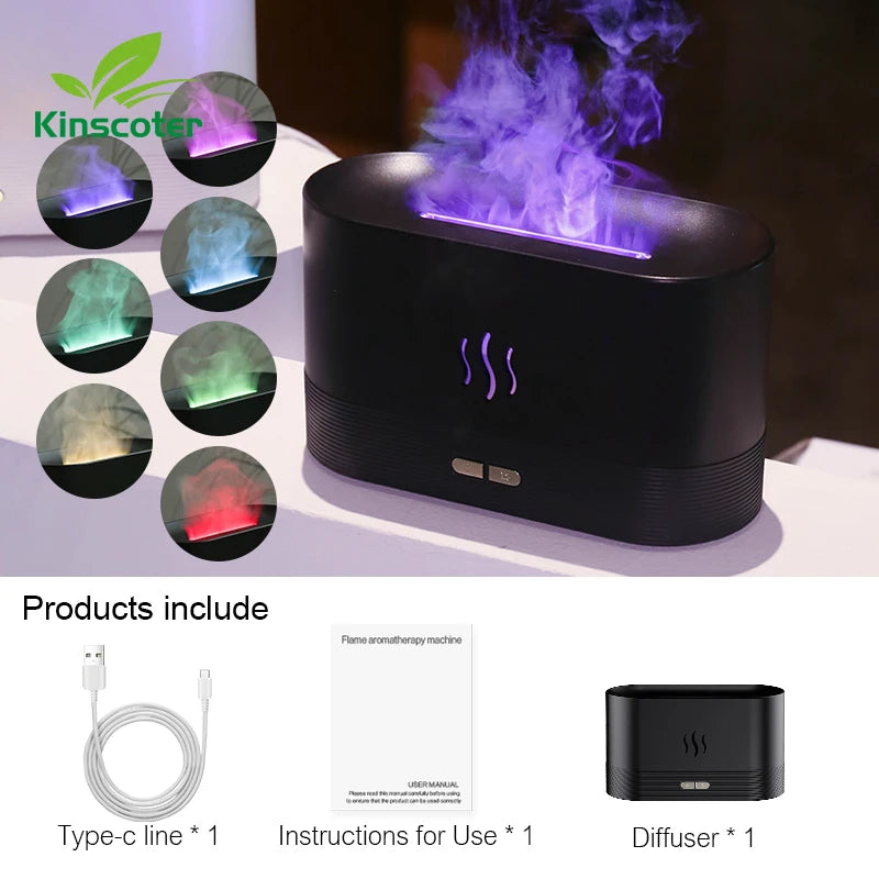 Kinscoter Aroma Diffuser Air Humidifier Ultrasonic Cool Mist Maker Fogger Led Essential Oil Flame Lamp Difusor - Image 9