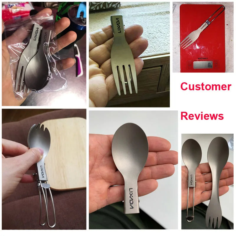 Lixada Camping Folding Titanium Spork - Lightweight Outdoor Tableware for Hiking and Picnic - Image 9