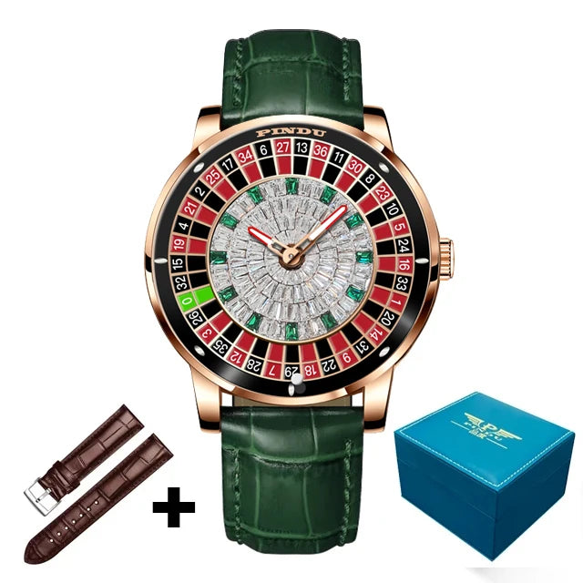 PINDU Design New Mechanical Watch NH35 Rotating Dial Las Vegas Roulette Desktop Theme Automatic Watch Men Diamond Luminous Hands - Image 10