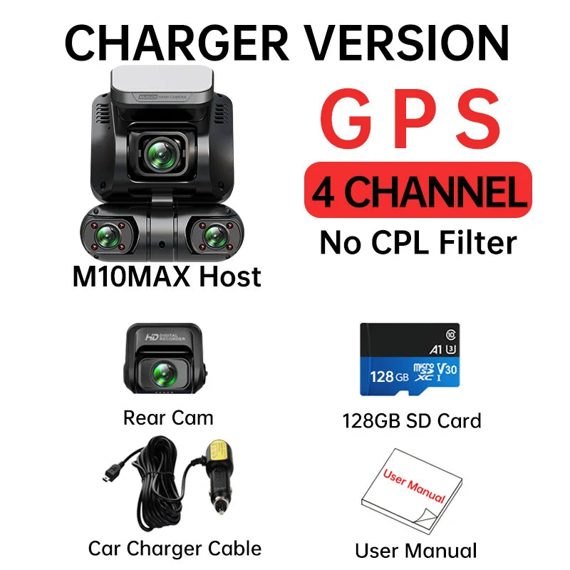 TiESFONG M10max 2K 1440P Dash Cam for Car DVR 4CH 360 Camera 24H Parking Monitor & GPS Night Vision Auto Video Recorder 256Gmax - Image 9